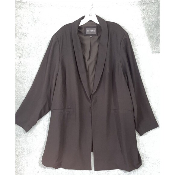 Eloquii Blazer Womens 28 Black Single Breasted Stretch Lined Jacket‎ Career - Picture 1 of 11
